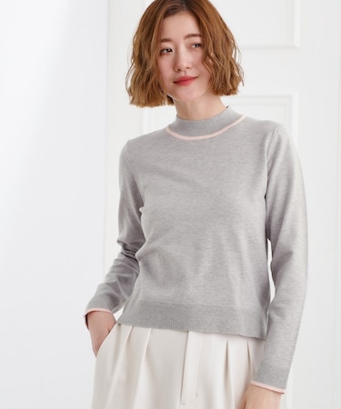 バイカラーハイネックニット