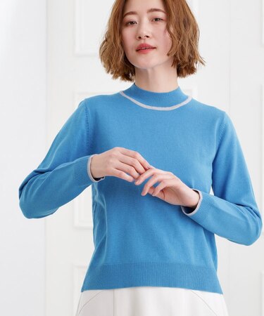 バイカラーハイネックニット