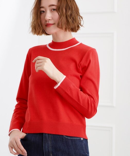 バイカラーハイネックニット