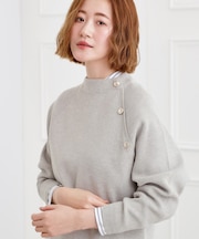 ラグランスリーブ肩釦ニット