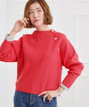 ラグランスリーブ肩釦ニット