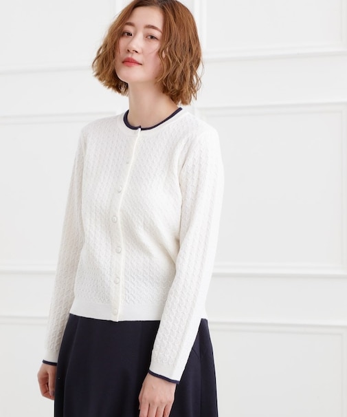 ミニケーブルクルーネックカーディガン