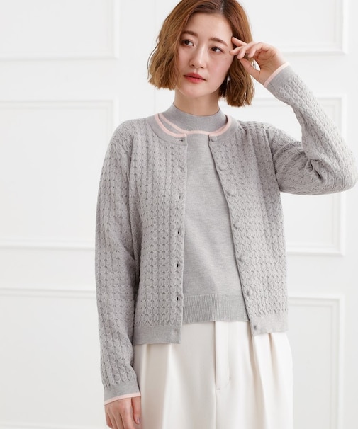 ミニケーブルクルーネックカーディガン