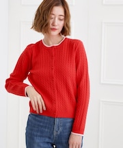 ミニケーブルクルーネックカーディガン