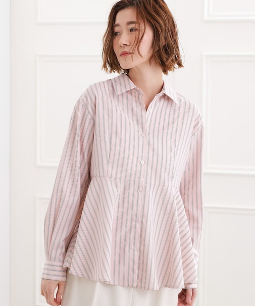 【体型カバー】一枚でもレイヤードでも、ペプラムフレアシャツ