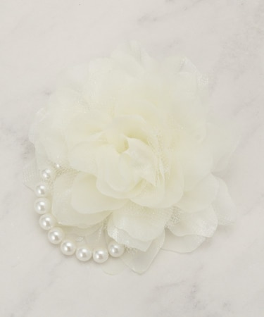 シフォンチュールパール調コサージュ