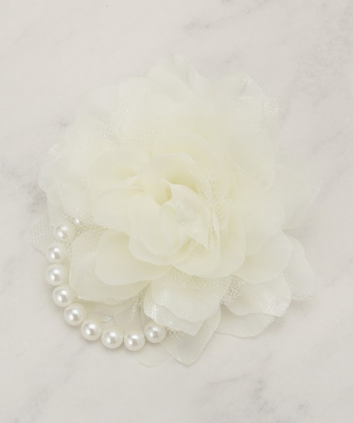 シフォンチュールパール調コサージュ