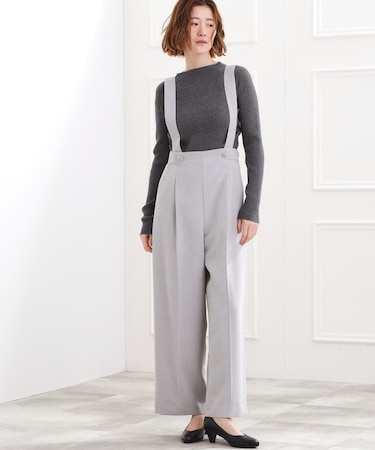 ショルダーストラップツイードパンツ