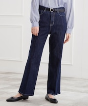 【選べる着丈】美シルエットデニムソフトフレアーパンツ