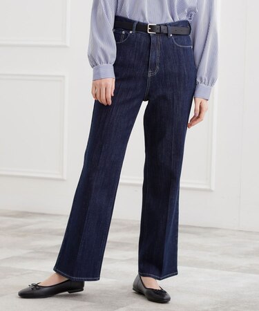 【選べる着丈】美シルエットデニムソフトフレアーパンツ