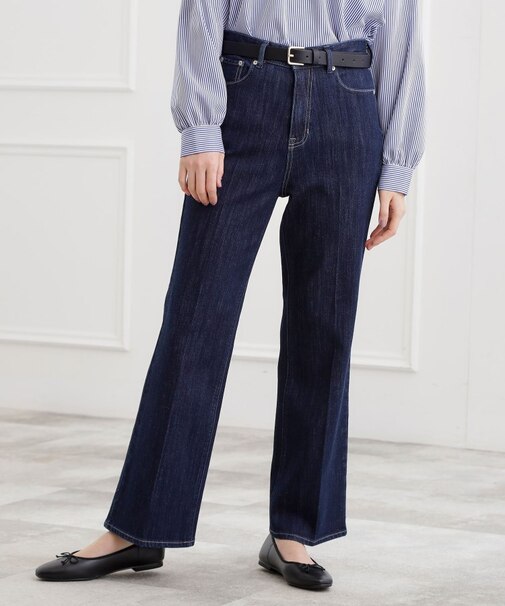 【選べる着丈】美シルエットデニムソフトフレアーパンツ