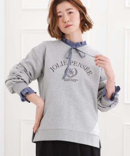 刺繍ロゴ裏毛スウェットプルオーバー