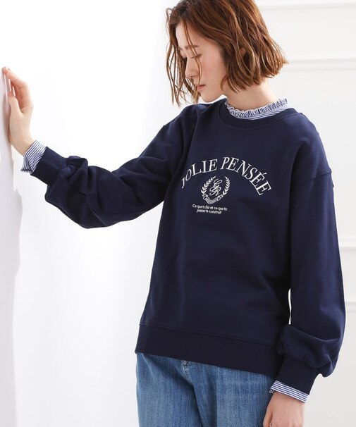 刺繍ロゴ裏毛スウェットプルオーバー