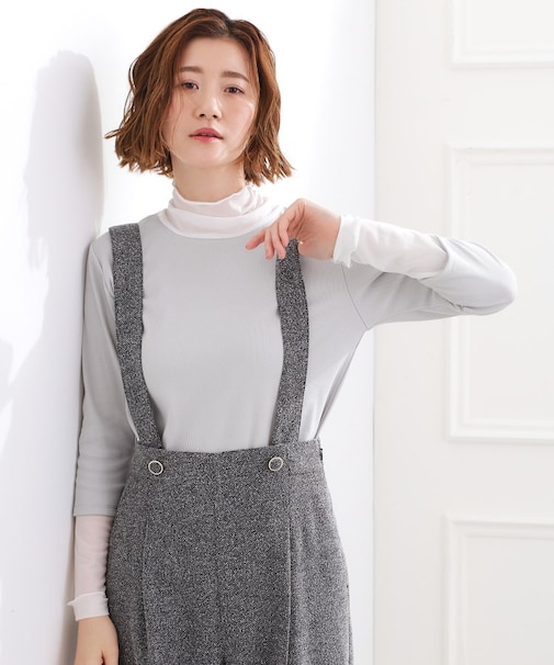 シアー切替ハイネックプルオーバー