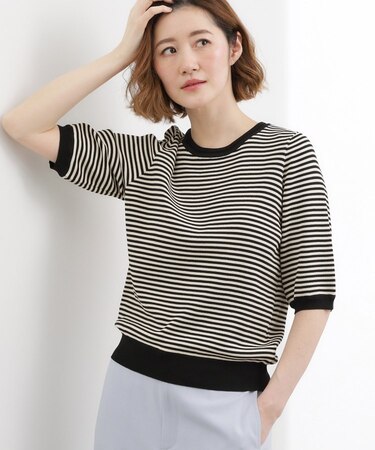 新色入荷！【貴島明日香さん着用・シリーズ累計34万枚】やわらかドライタッチ 五分袖クルーネックニット