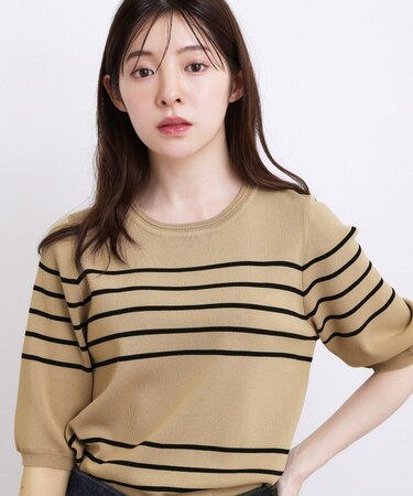 新色追加！【シリーズ累計36万枚/UVカット・ひんやり・洗濯機OK】やわらかドライタッチ 五分袖ニット