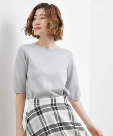 【シリーズ累計34万枚】やわらかドライタッチ 五分袖クルーネックニット