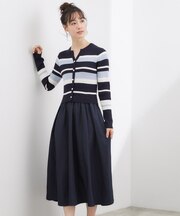 一枚で装いが整う マルチボーダーアソートドッキングワンピース