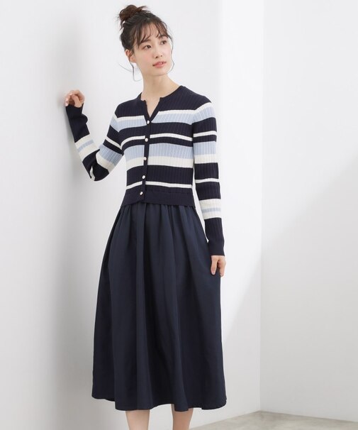 一枚で装いが整う　マルチボーダーアソートドッキングワンピース