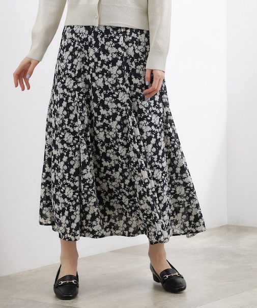 フラワープリント楊柳マーメイドスカート