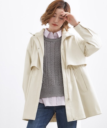 【撥水／シルエット2WAY】羽織るだけでサマになる、スタンドネックテントラインコート