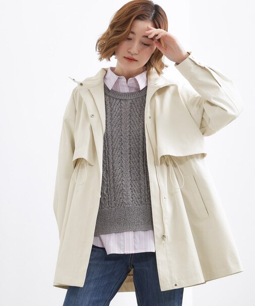 【撥水／シルエット2WAY】羽織るだけでサマになる、スタンドネックテントラインコート