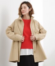 【撥水／シルエット2WAY】羽織るだけでサマになる、スタンドネックテントラインコート