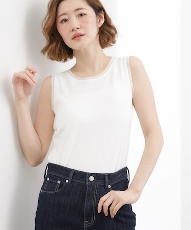チュールクルーネックタンクトップ