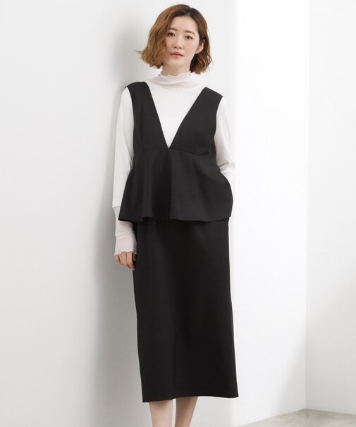 【体型カバー】ペプラムドッキングジャンドレ