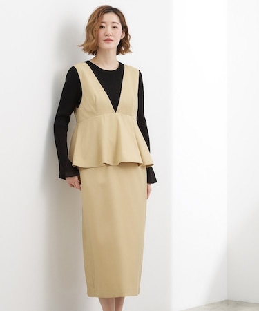 【体型カバー】ペプラムドッキングジャンドレ