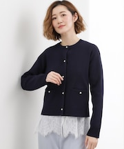 【SETUP対応】パール調釦ニットカーディガン