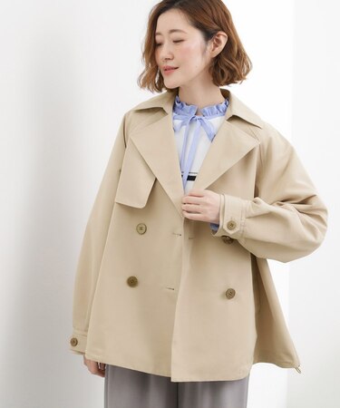 【撥水／シルエット2WAY】軽やかミドルトレンチコート
