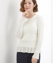 シアーフリルリブニットプルオーバー