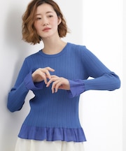 シアーフリルリブニットプルオーバー