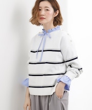 【おうちで洗える】顔周りすっきり、ボートネックニット