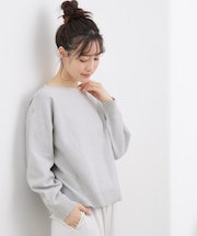 【おうちで洗える】顔周りすっきり、ボートネックニット