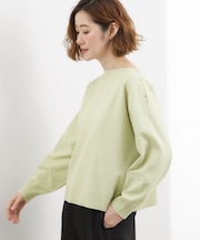 【おうちで洗える】顔周りすっきり、ボートネックニット