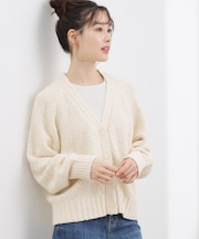 コットン混バスケットVネックカーディガン