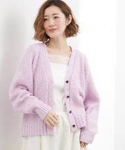コットン混バスケットVネックカーディガン