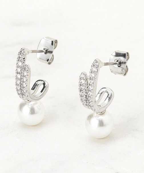 ビジューフェイクパールピアス
