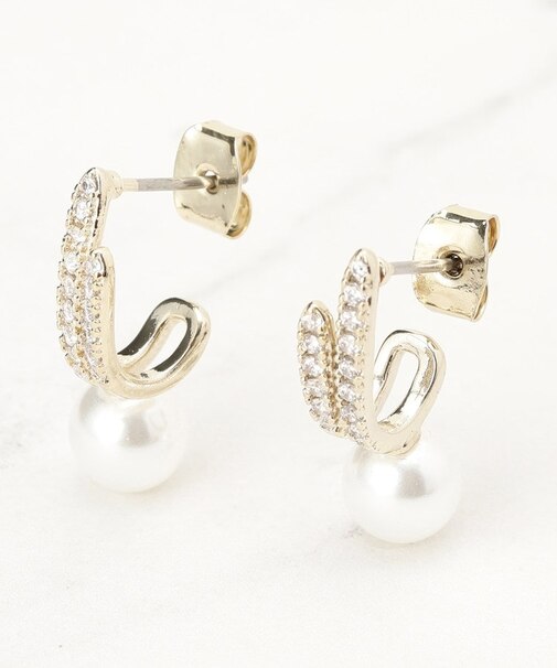 ビジューフェイクパールピアス