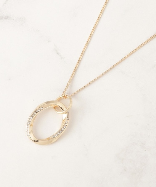 ツイストオーバルビジューネックレス