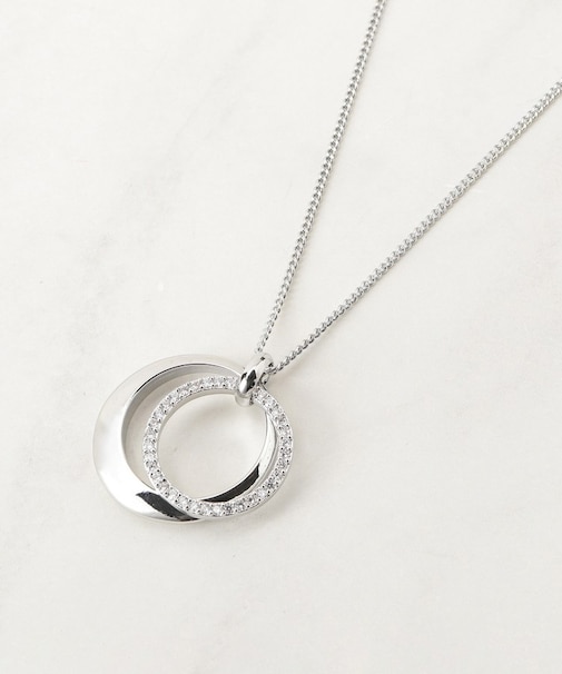 ダブルメタルビジューリングネックレス