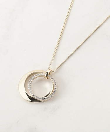 ダブルメタルビジューリングネックレス