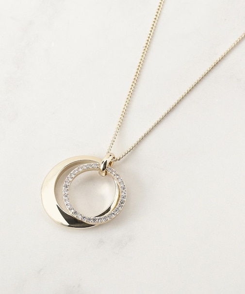 ダブルメタルビジューリングネックレス