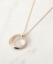 ダブルメタルビジューリングネックレス