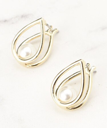 メタルドロップフェイクパールピアス