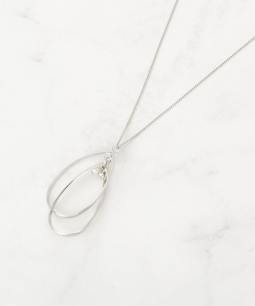 ツイストダブルオーバルパール調ネックレス