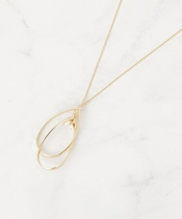 ツイストダブルオーバルパール調ネックレス