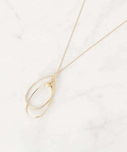 ツイストダブルオーバルパール調ネックレス